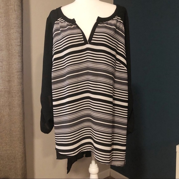 Lane Bryant asymmetrical black white pattern top - Picture 1 of 10